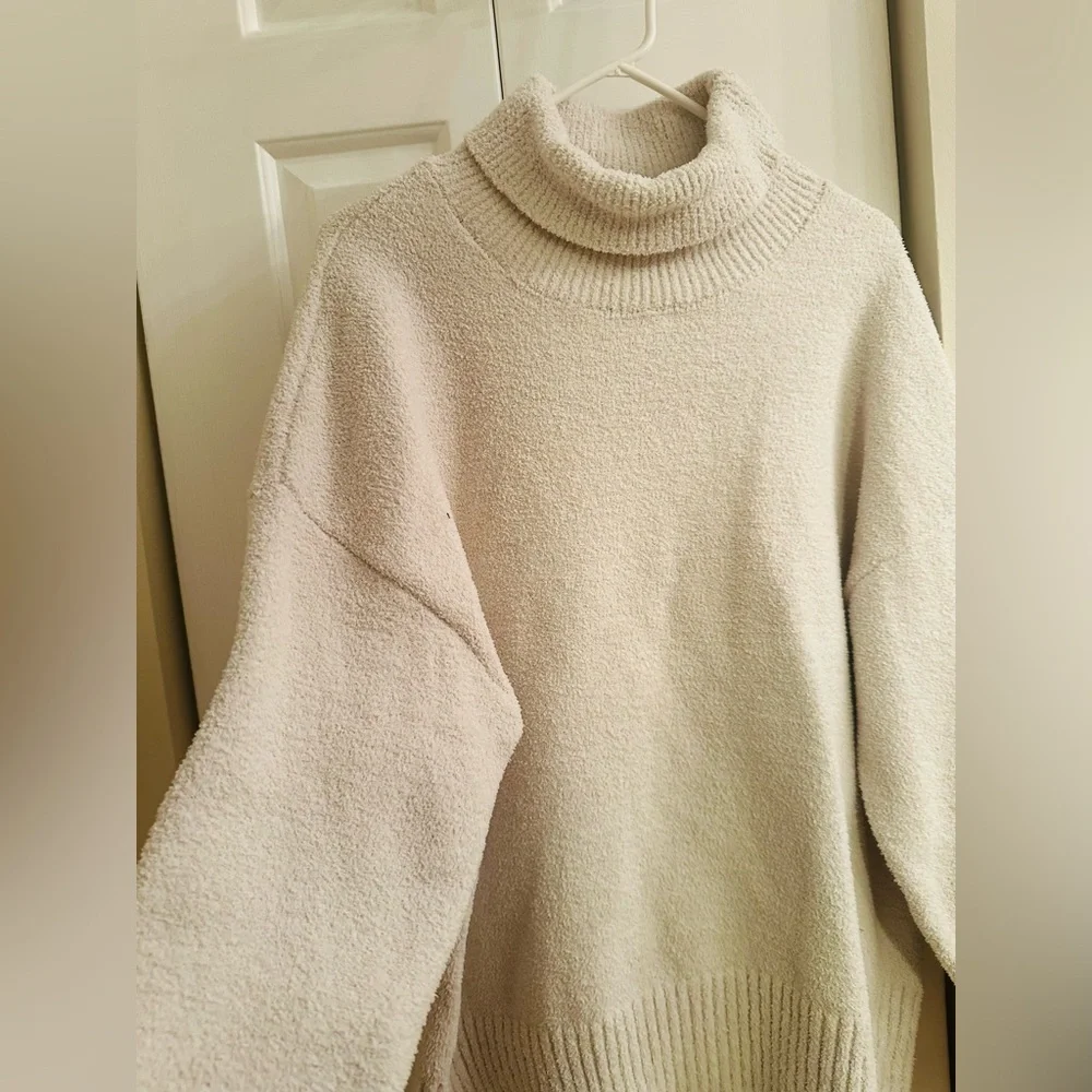 Merokeety Cozy Chunky Knit Turtleneck Sweater | Oversized Cream/Oatmeal - Size L - Picture 6 of 9